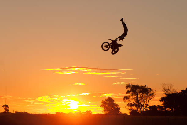 Motorbike Sunset Silhouette stock photo