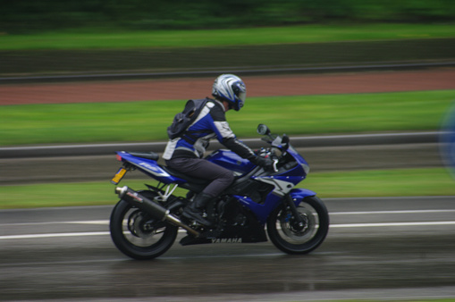 Motorcycle in the rain