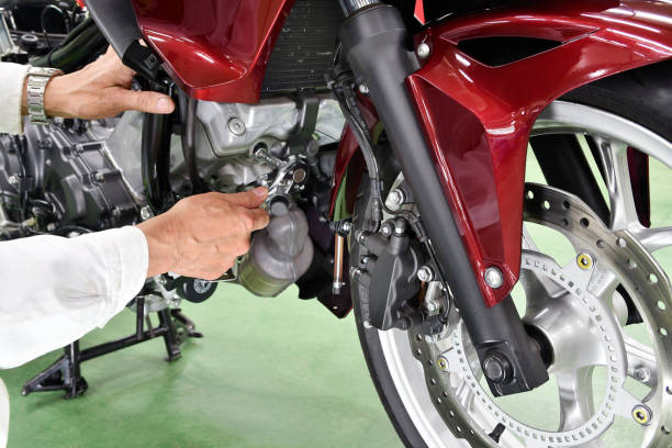 Motorcycle repair stock photo