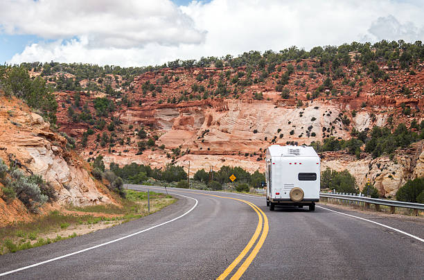 Motorhome, California Motorhome on the road to Bryce canyon bryce canyon national park stock pictures, royalty-free photos & images
