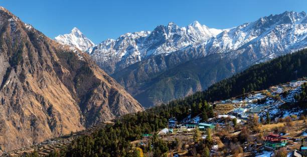 mount Nanda Devi India himalaya mountain landscape stock photo