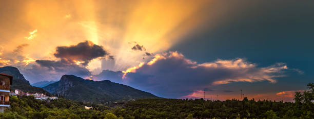 Mount Olympus in Greece Mount Olympus in Greece in a summer evening mount olympus stock pictures, royalty-free photos & images