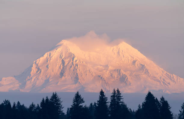 Mount Rainier As Seen From Olympia Washington stock photo