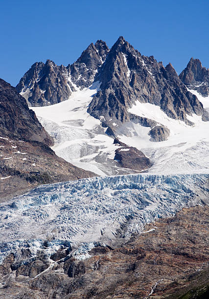 mountain and glacier in the french alps stock photo