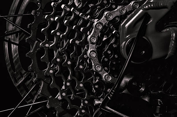 Mountain Bike Chain Cassette Close-Up stock photo