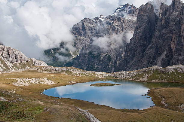 Mountain Lake in The Dolomites stock photo