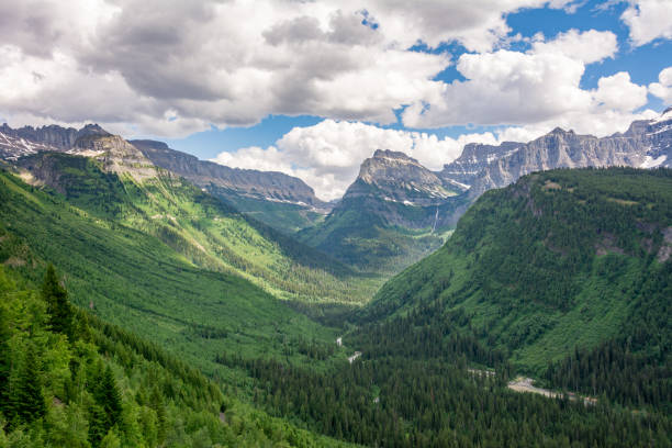 Mountain landscape at Glacier National Park Montana, USA stock photo
