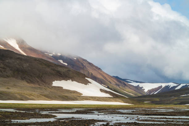 Mountain landscape in central Iceland. stock photo