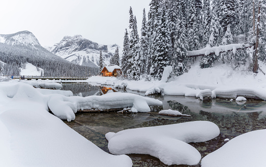 Mountain Lodge in Winter, BC, Canada.