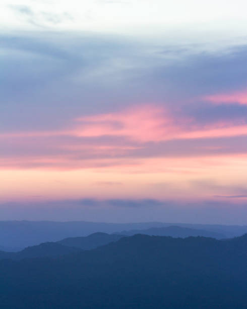 Mountain Ranges at sunset stock photo