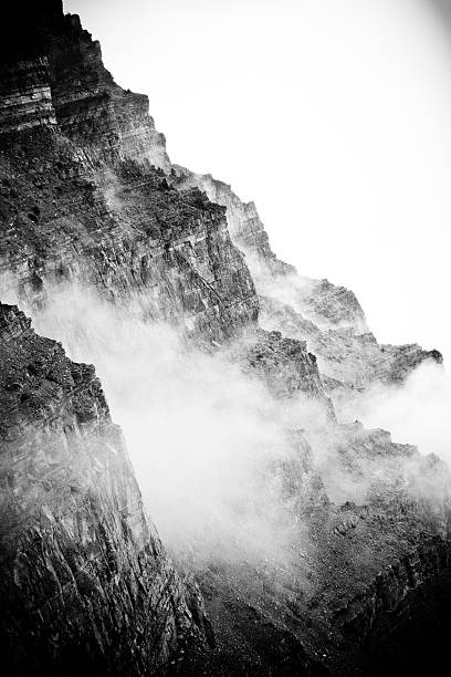 Mountain with Fog (Black & White) stock photo