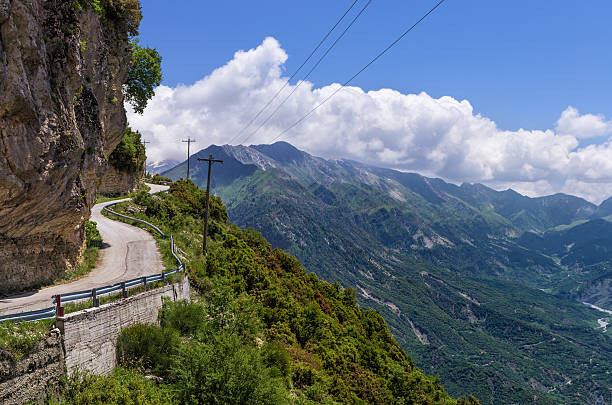 Mountainous road in Tzoumerka, Epirus, Greece stock photo