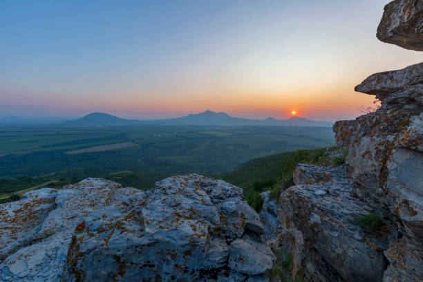 Mountains of the Mineralnye Vody Resort in Stavropol Region in Caucasus in Russia stock photo
