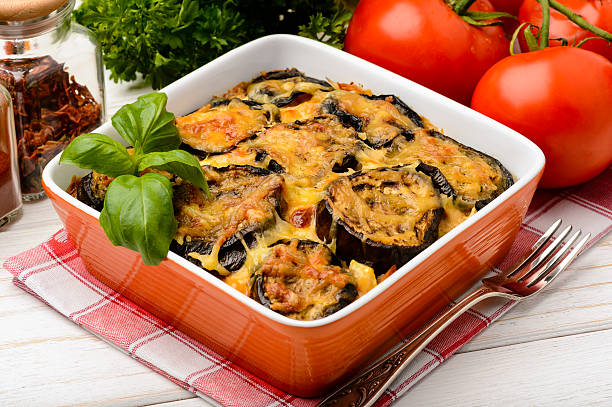 Moussaka - greek casserole with eggplants. Moussaka - greek casserole with eggplants. gratin stock pictures, royalty-free photos & images