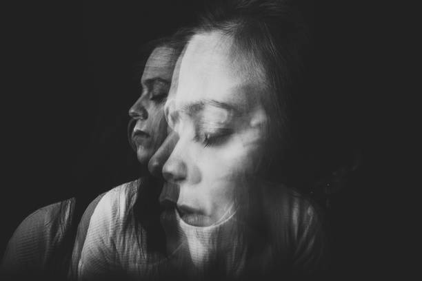 Movement of light. Portrait beautiful woman Woman's Emotional Struggle, sleeping and dreaming displeased photos stock pictures, royalty-free photos & images
