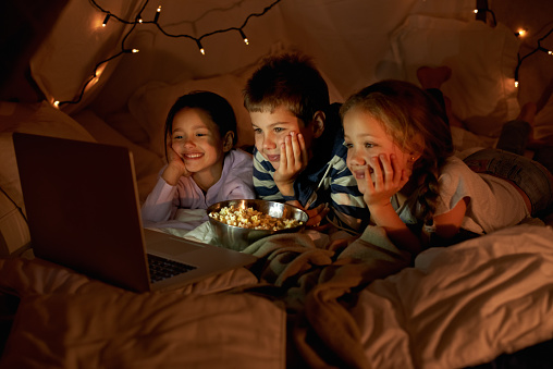 Shot of three young children using a laptop in a blanket forthttp://195.154.178.81/DATA/i_collage/pi/shoots/783447.jpg