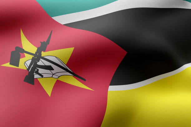 Mozambique 3d flag 3d rendering of a textured national Mozambique flag. maputo city stock pictures, royalty-free photos & images
