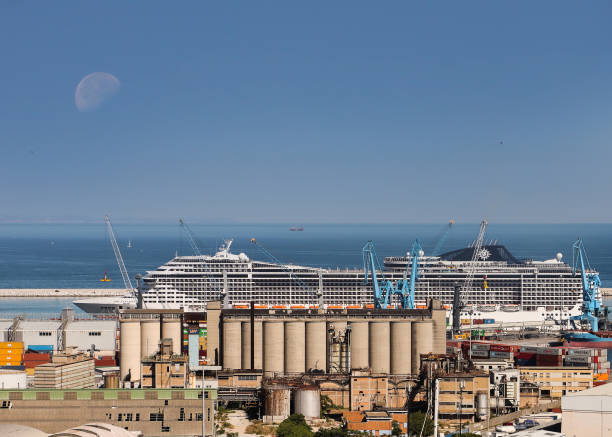 Msc Fantasia ship in the port of Ancona (Marche, Italy) stock photo