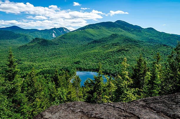 Mt. Algonquin and Heart Lake View of mt. Algonquin and Heart lake from mt. Joe. Adirondacks, New York adirondack state park stock pictures, royalty-free photos & images