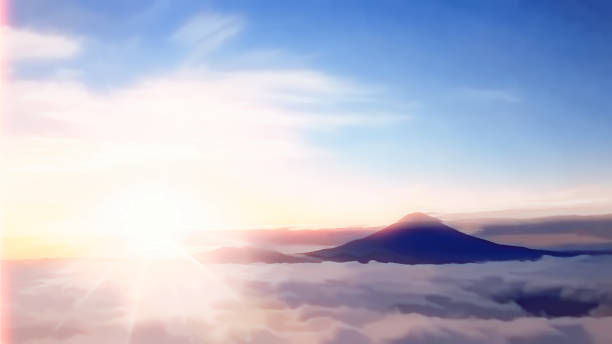 日本の富士山と日の出 - 初日の出 ストックフォトと画像