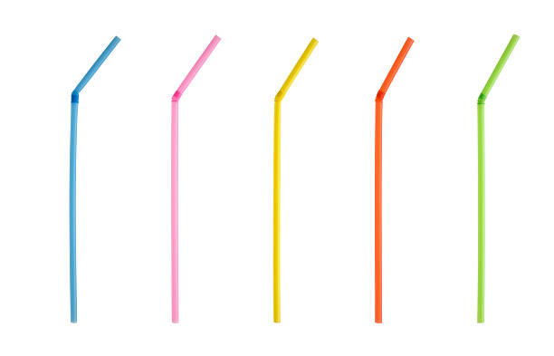 Multi colored straws stock photo