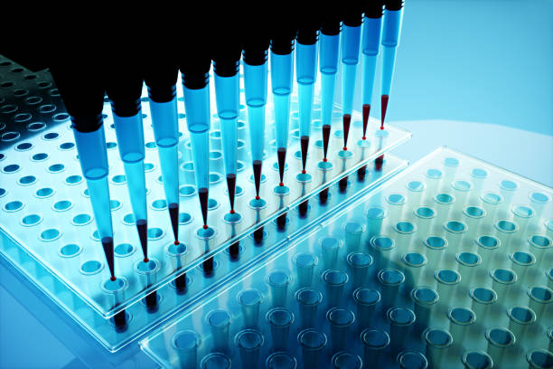 Multichannel Pipette Microbiology Laboratory Science And Technology stock photo