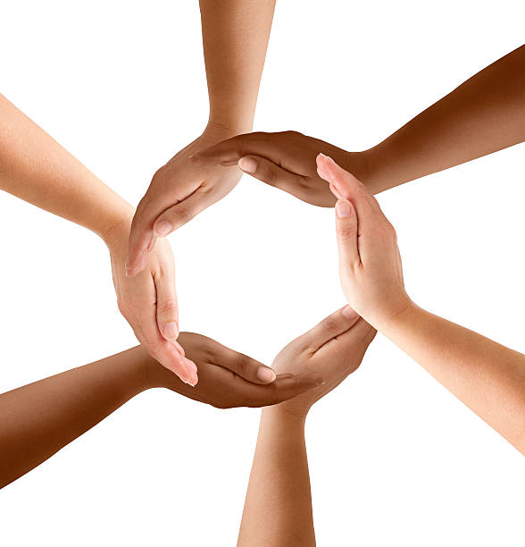 Multiethnic Hands Forming Circle stock photo