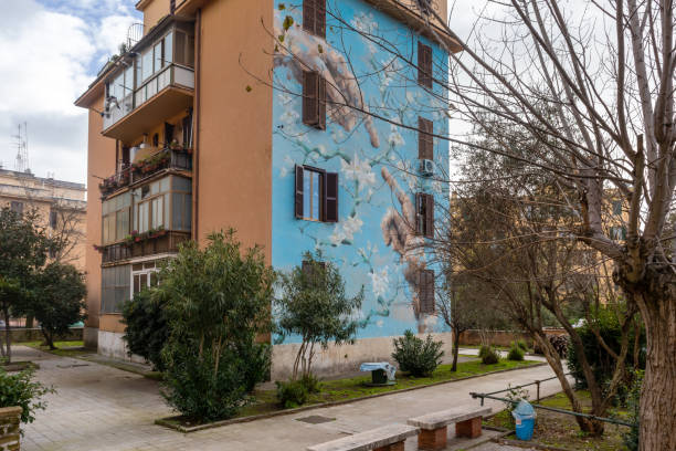 Murals in the Tor Marancia district in Rome, Italy stock photo