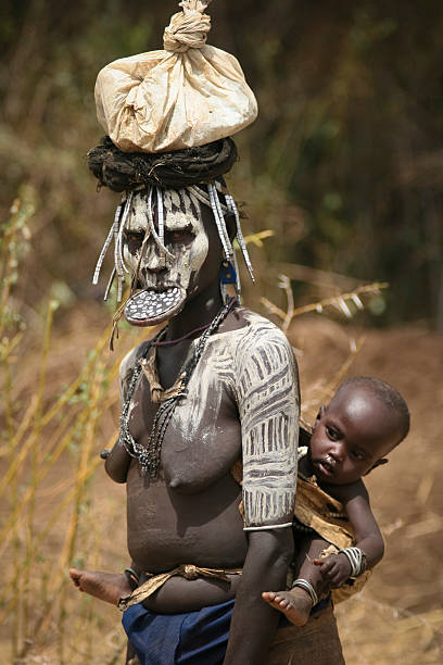 Mursi Mother With Child stock photo