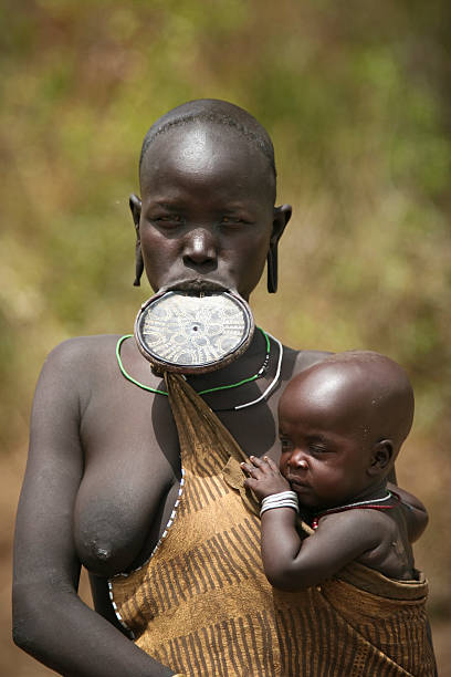 Mursi Mother With Child stock photo