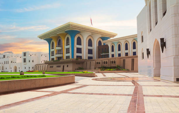 Muscat, Oman, 2013:04:08 the Palace of al-Alam in Muscat. stock photo