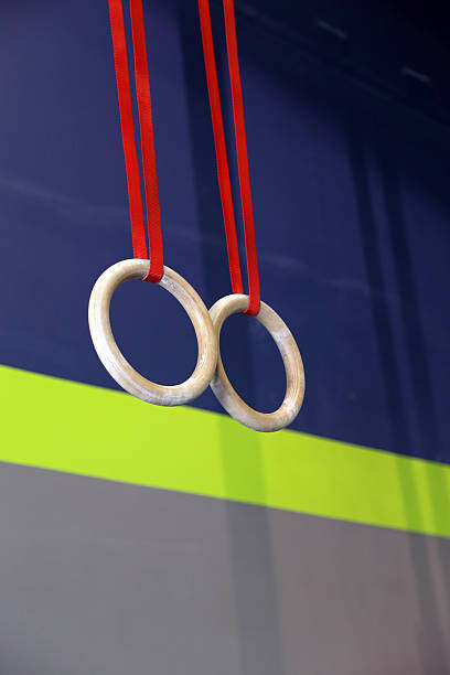 Muscle up rings stock photo
