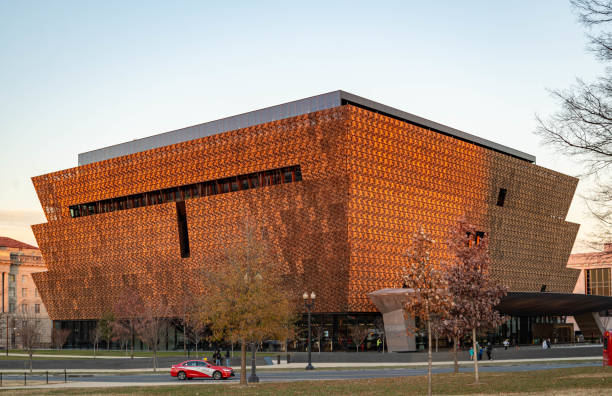 Museum of African American History and Culture. Bronze colored aluminum scrim features geometric patterns based on historic iron grilles. stock photo