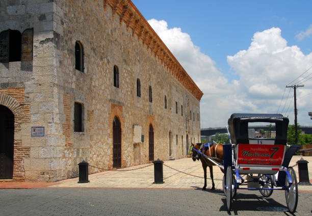 Museum of the Royal Houses and horse-drawn carriage, Santo Domingo, Dominican Republic stock photo