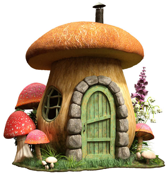 Mushroom house 3D illustration stock photo