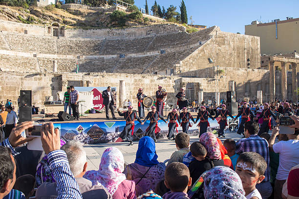 Music festival at ancient Roman Amphitheatre in Amman stock photo