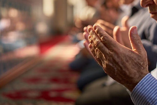 muslim friday mass prayer in turkey - islam stockfoto's en -beelden