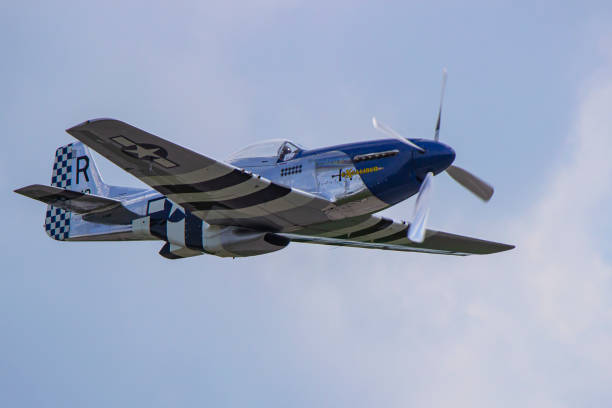 P51 Mustang 05/28/2016 Pardubice, Czech Republic P51 Mustang at Pardubice Air Show ww2 american fighter planes pictures stock pictures, royalty-free photos & images