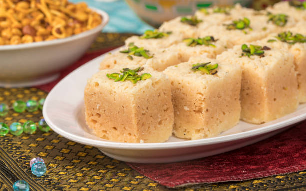 Mysoor Pak Sweet Food Indian famous Sweet Food Mysoor pak Decorated with mysore stock pictures, royalty-free photos & images