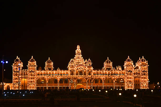 Mysore Palace At Night Mysore Palace At Night mysore stock pictures, royalty-free photos & images