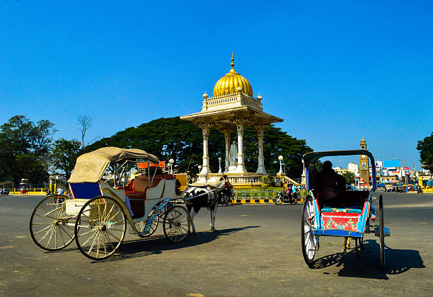 mysore horse cart waiting for tourist in Mysore mysore stock pictures, royalty-free photos & images
