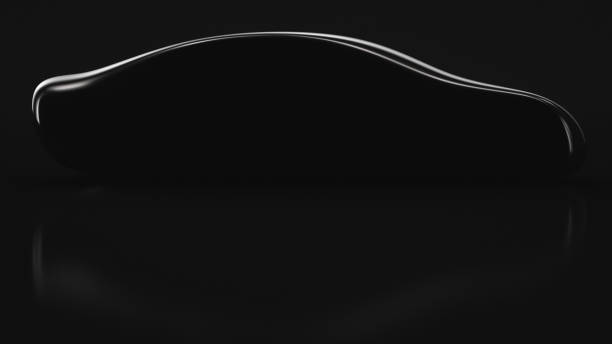 Mysterious silhouette of an unidentified car. Executive sedan. stock photo