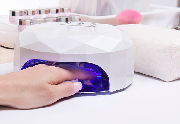 Nail gel UV light lamp dryer UV lamp at nail gel salon artificial nail stock pictures, royalty-free photos & images