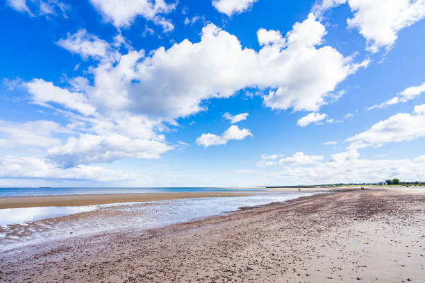 Nairn beach in summer day. Nairn is a seaside resort town near Inverness, Moray, Scotland stock photo