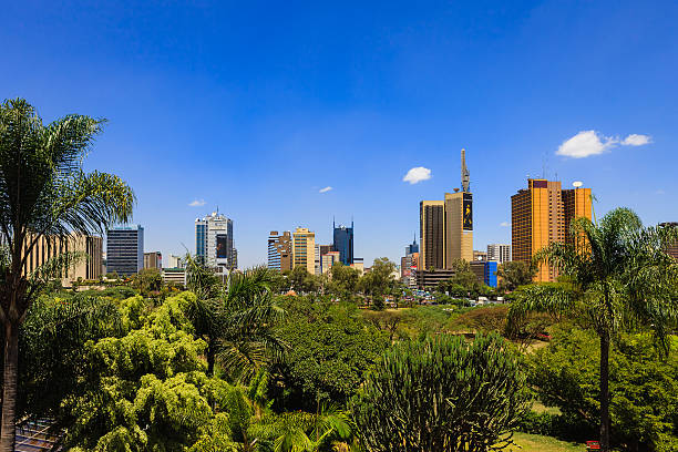 Nairobi, Kenya: Looking Over The Park Towards The Busy Kenyatta Avenue In Downtown Nairobi, The Capital City stock photo