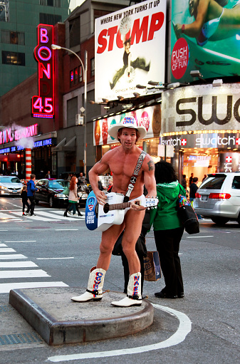 Naked Cowboy editorial stock photo. Image of boots, male 
