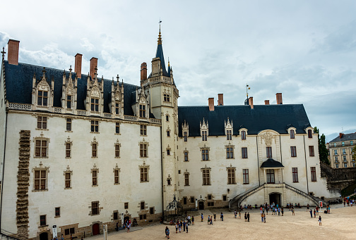 Nantes, France - 12.08.2018: Internal view of Square of Castle of Brittany Duke's