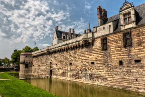 Nantes, France - August 20, 2011: Angle view of Castle of Brittany Duke's. The castle now houses The Nantes History Museum.