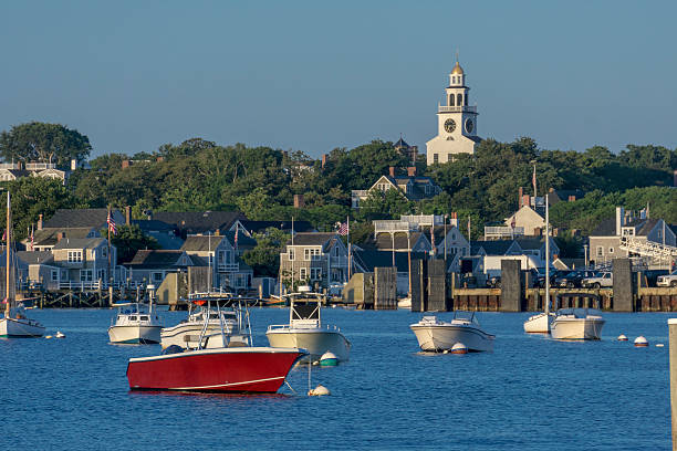 Nantucket Harbor morning stock photo