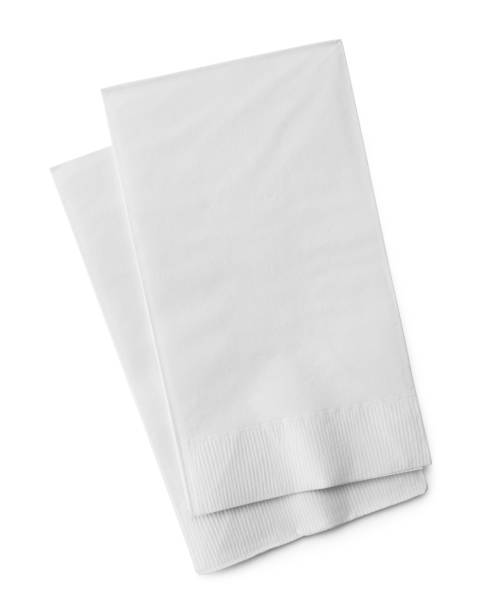 Napkins Two White Paper Napkins Isolated on White Background. napkin stock pictures, royalty-free photos & images